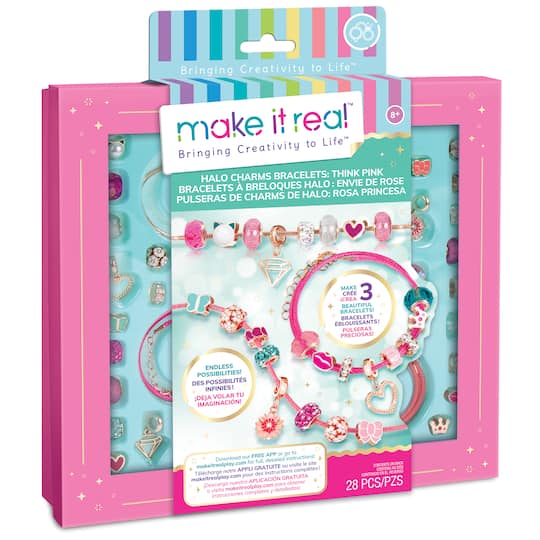 Make It Real&#x2122; Halo Charms Bracelets Think Pink Set